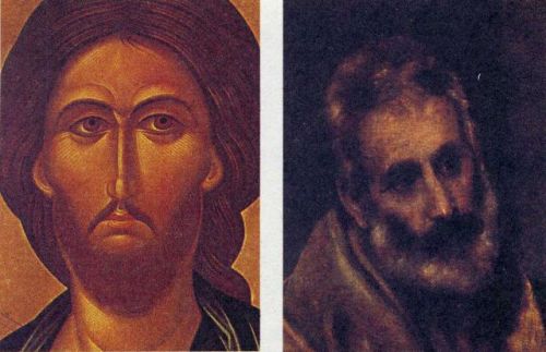 Пример изображения лица на иконе и лика на иконе